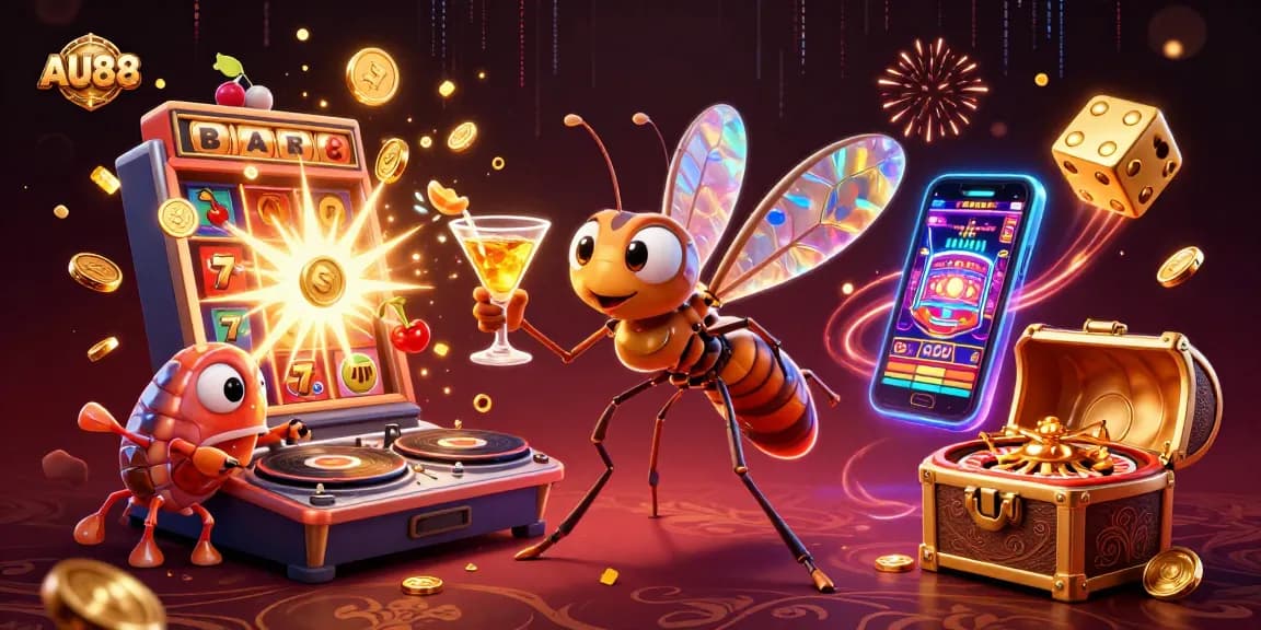 Experience thrilling gameplay at AU88 with a lively, captivating casino atmosphere and dynamic illustrations.
