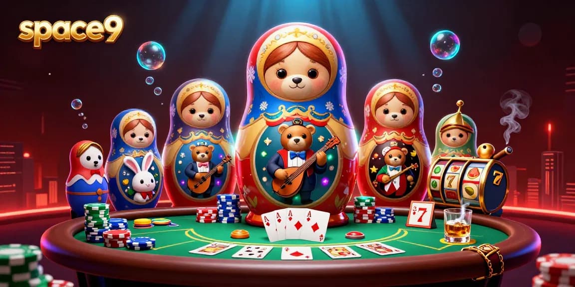 Experience the vibrant thrill of space9 with 3D casino characters amidst a lively poker scene.
