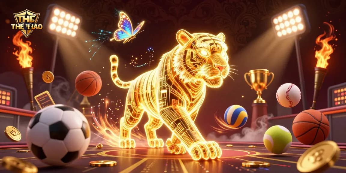 Experience THỂ THAO excitement with a 3D casino illustration showcasing sports betting action.