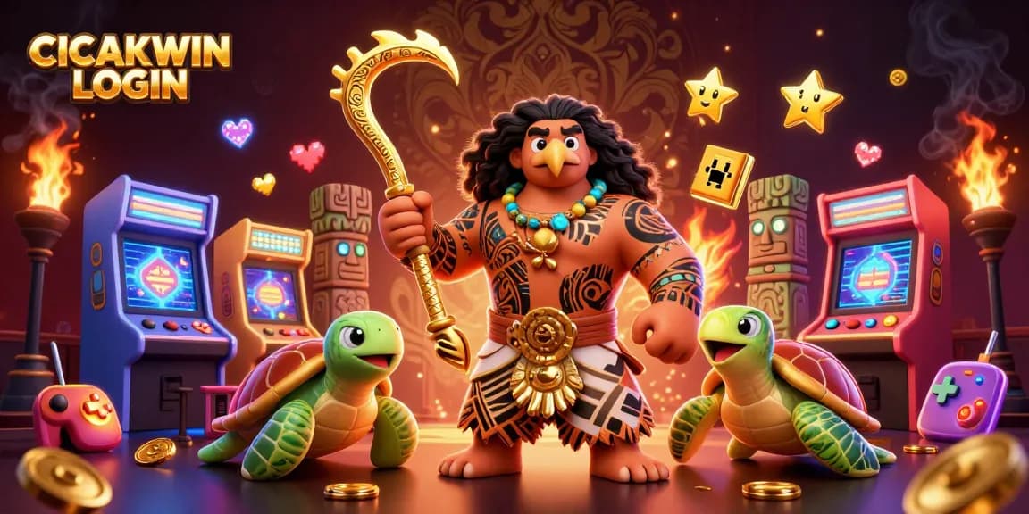 Engage with the exciting gaming world of CICAKWIN LOGIN featuring colorful casino elements and characters.