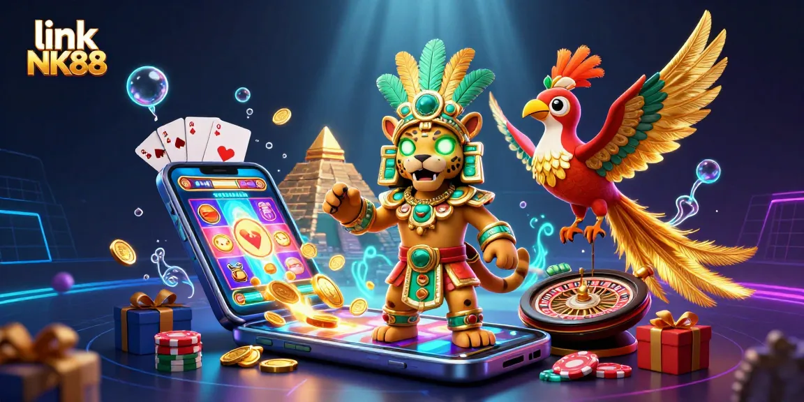 Experience thrilling wins at link NK88 with dynamic slots and exciting game elements in a vibrant casino scene.