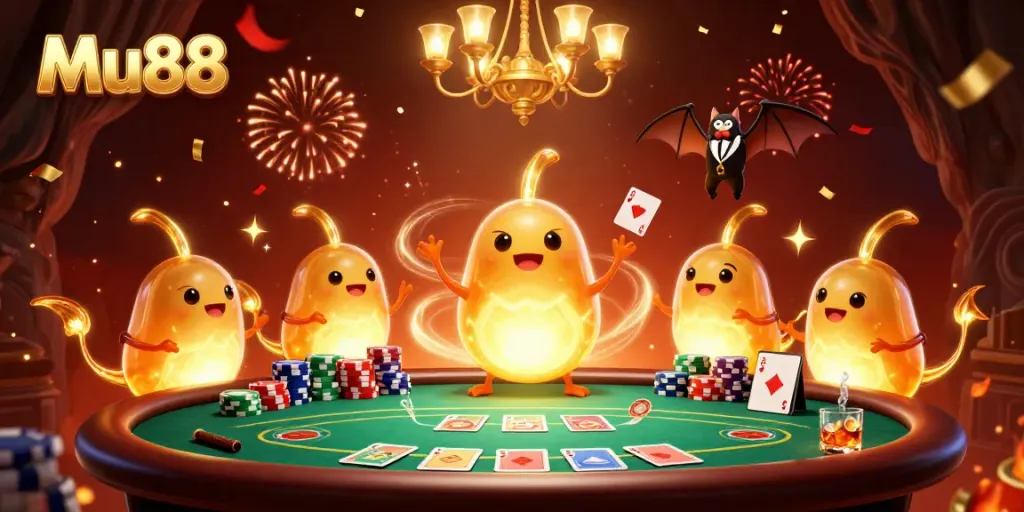 Experience thrilling gameplay at Mu88 with vibrant glowworms lighting up an enchanting casino scene.