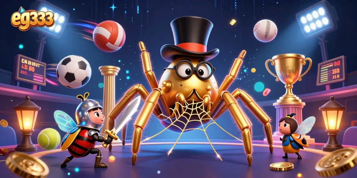 Experience thrilling gaming action with eg333, featuring a rich casino scene and dynamic sports elements.