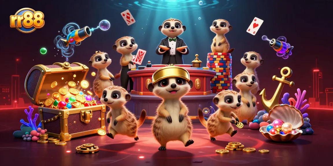 Engage in thrilling gameplay at rr88 with meerkats orchestrating an exciting casino scene.