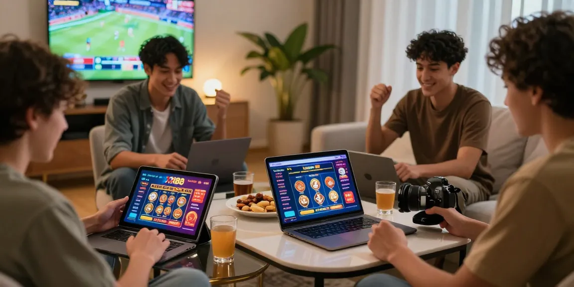 Online gaming excitement with players at home using XX88 platform, featuring diverse interactions and live events.