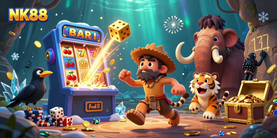 NK88 gamifies fun with caveman and sabertooth in a thrilling prehistoric casino.