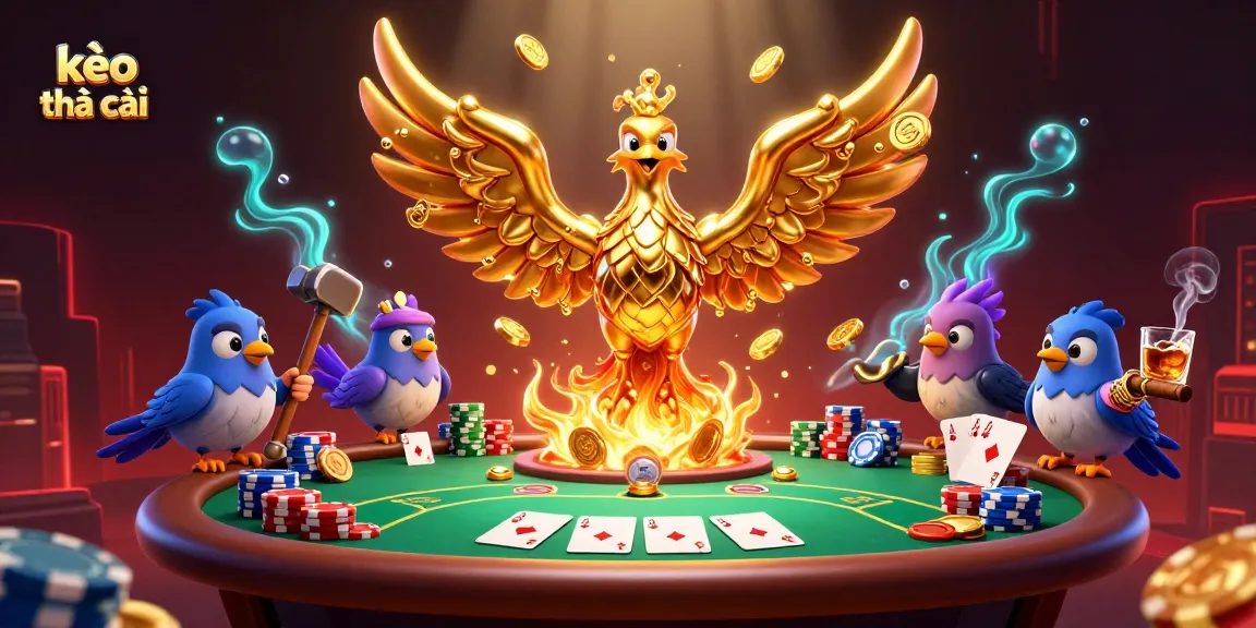 Engage with kèo nhà cái through an enriching poker scene featuring golden phoenix and vibrant casino elements.
