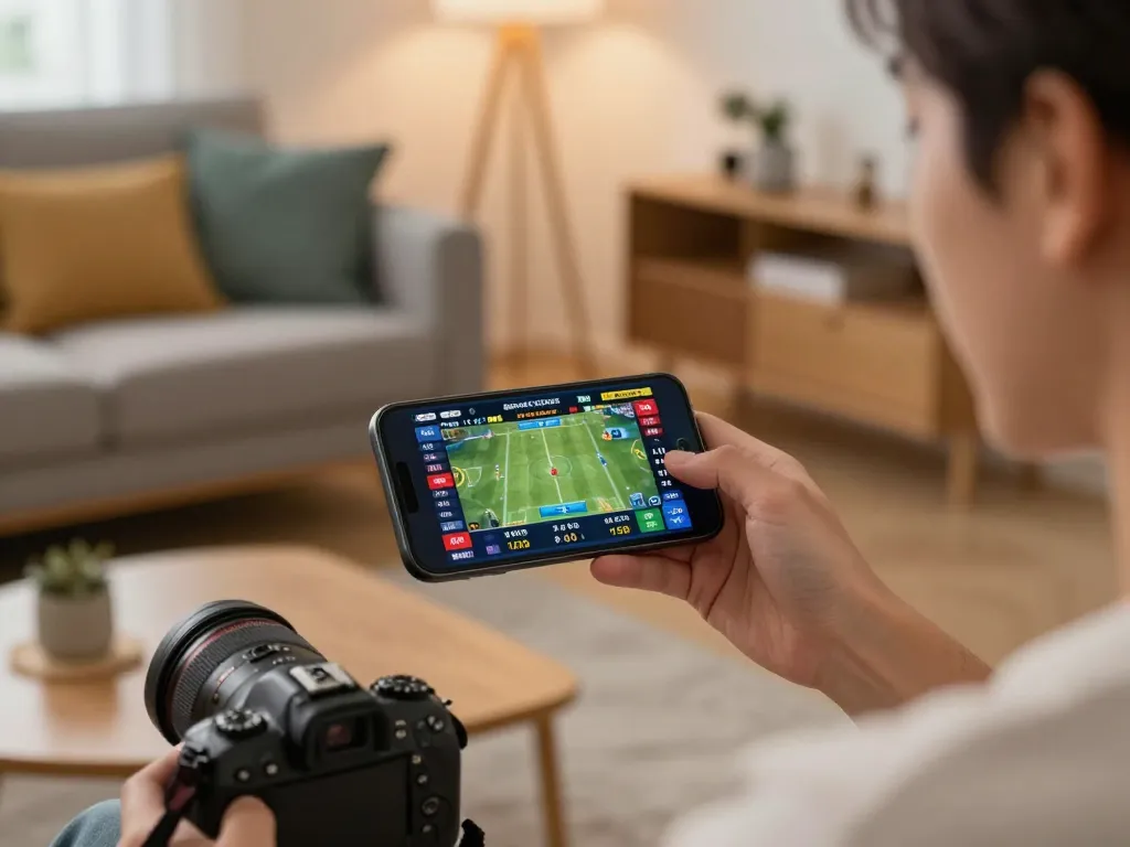 MM88 user placing bets on a smartphone, engaging in online sports betting with dynamic game stats visible