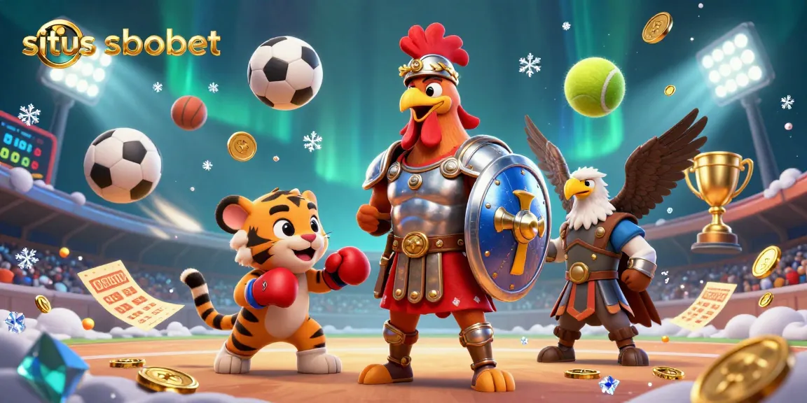 Situs sbobet offers exciting dynamic sports betting action with colorful elements and characters.