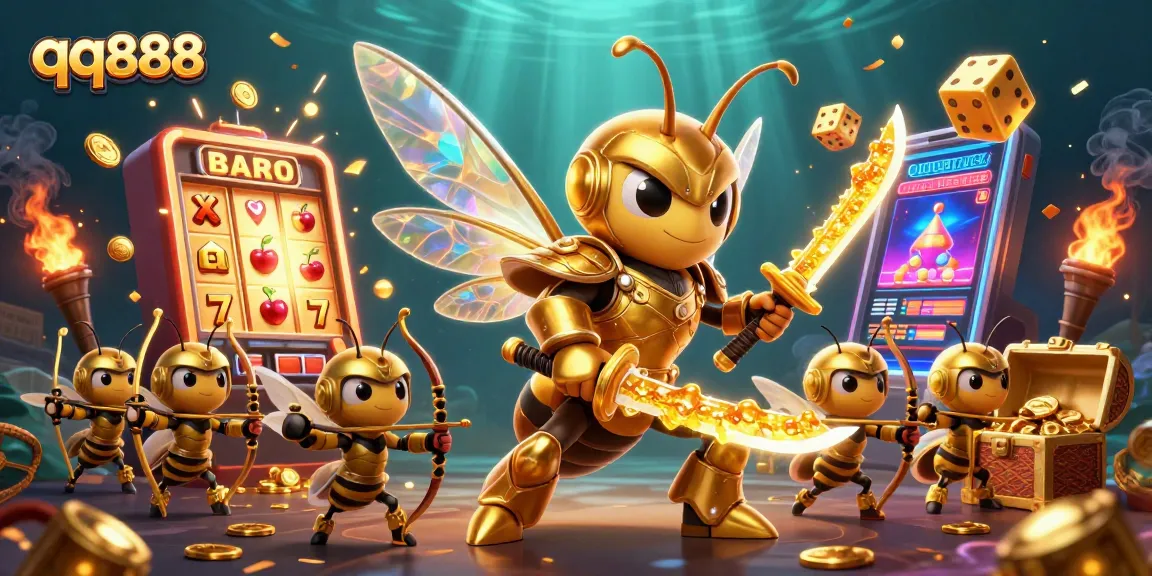 Experience thrilling gameplay with qq888's vibrant casino scene featuring a golden hornet and excitement.
