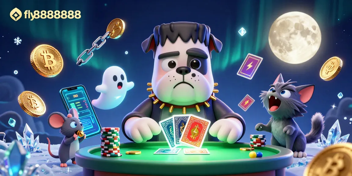 Join in action at fly88888888 with a vibrant casino-themed scene featuring gaming characters and crypto elements.