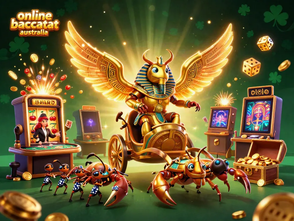 Experience the thrill of online baccarat Australia with vibrant 3D casino elements and characters.