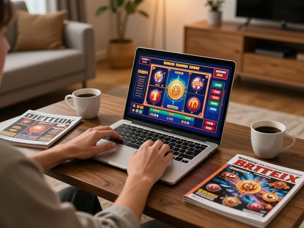 Engage in thrilling online casino gaming at home with hwg500 on laptop, enjoying responsible fun.