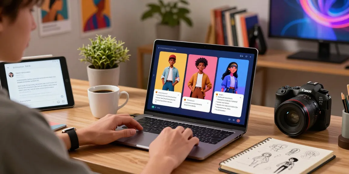 Personalized character AI customization scene showcasing character ai nsfw interactions in a bright home office setting.