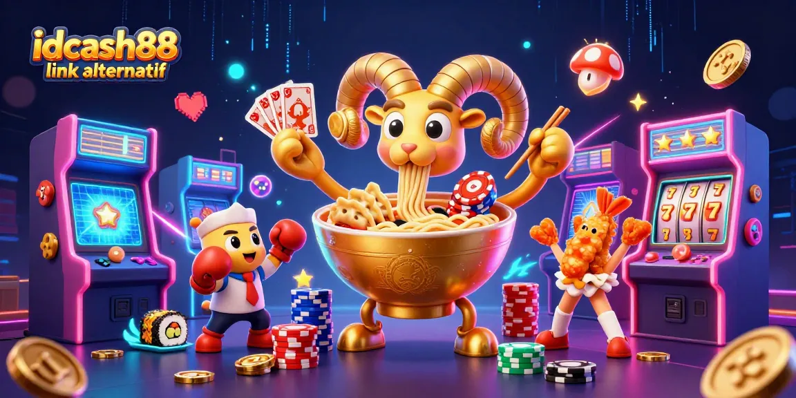 Engage with idcash88 link alternatif in a vibrant casino-themed scene featuring 3D characters and gaming elements.