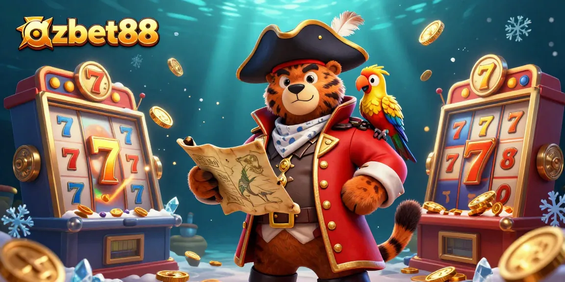 Engage in thrilling slots action with azbet88, featuring vibrant 3D elements highlighting jackpots and treasures.
