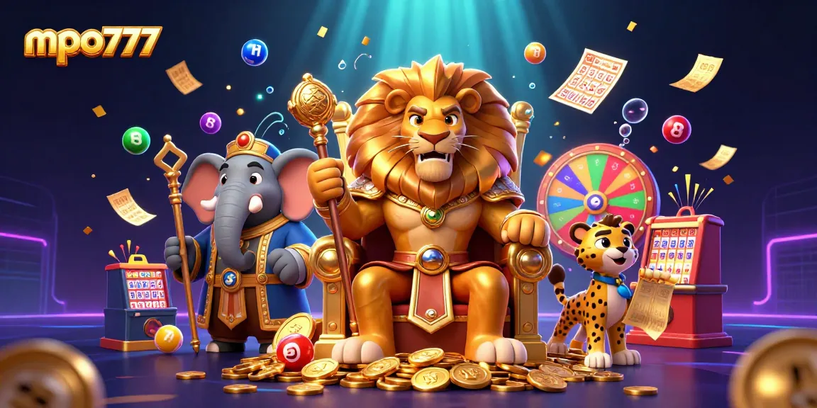 Experience immersive betting on mpo777 with a vibrant scene showcasing sports excitement and casino elements.
