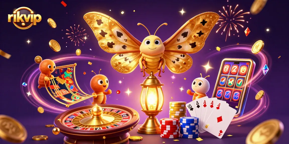 Win big at rikvip with vibrant casino 3D illustration showcasing games and dazzling prizes