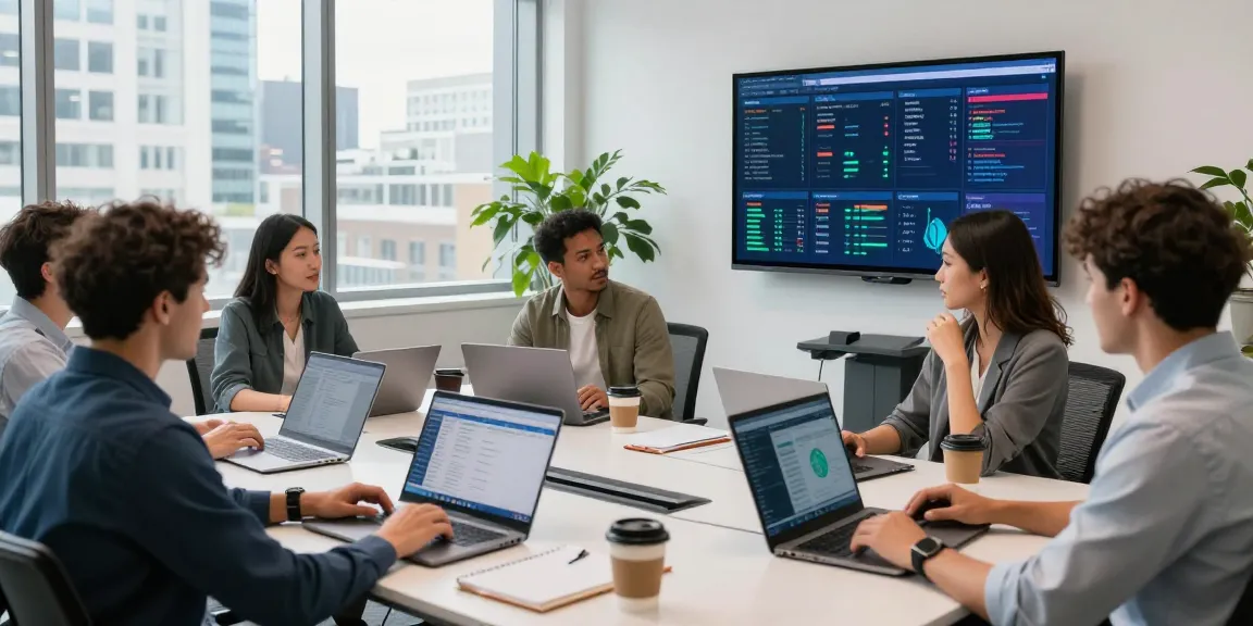 Dynamic team collaboration showcasing IT helpdesk services London in a modern office setting.