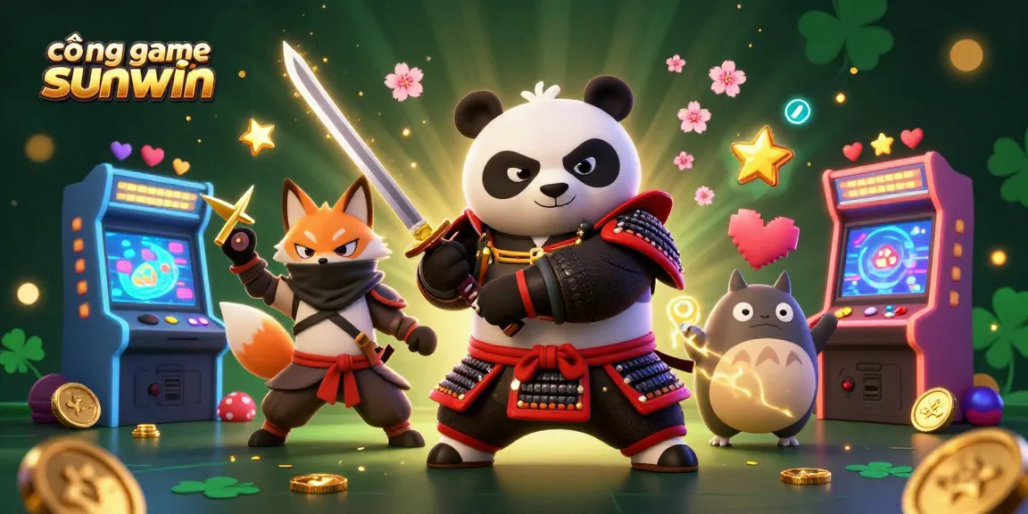 Experience the excitement of cổng game sunwin with vibrant characters and casino elements in a dynamic 3D illustration.