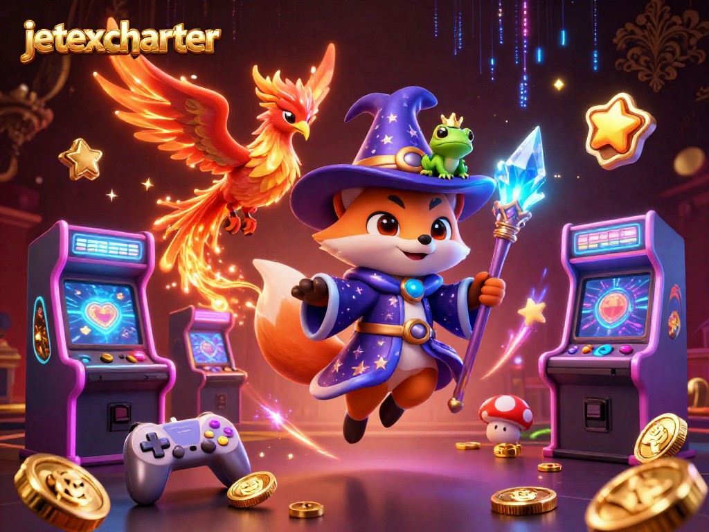 Engage in thrilling gameplay with jetexcharter and experience vibrant casino elements in a mystical scene.