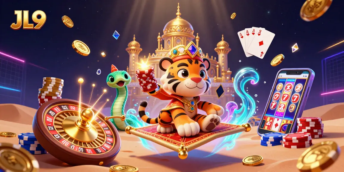 Experience the thrill of betting on JL9 with a vibrant 3D casino scene filled with rich details and gaming assets.
