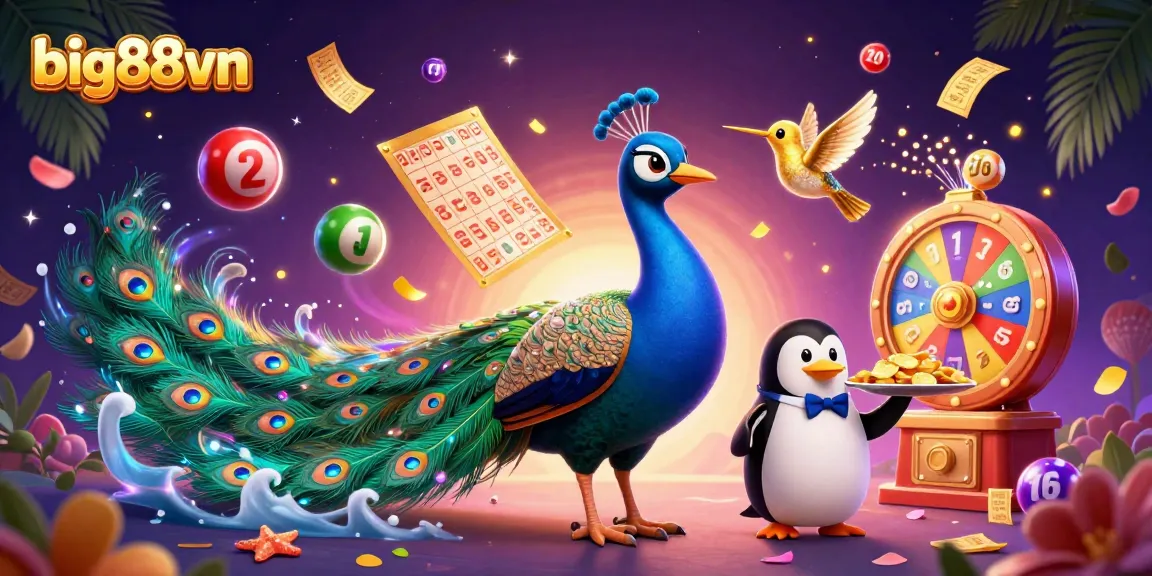 big88vn entertains with a colorful 3D casino scene of vibrant lottery elements and charismatic characters
