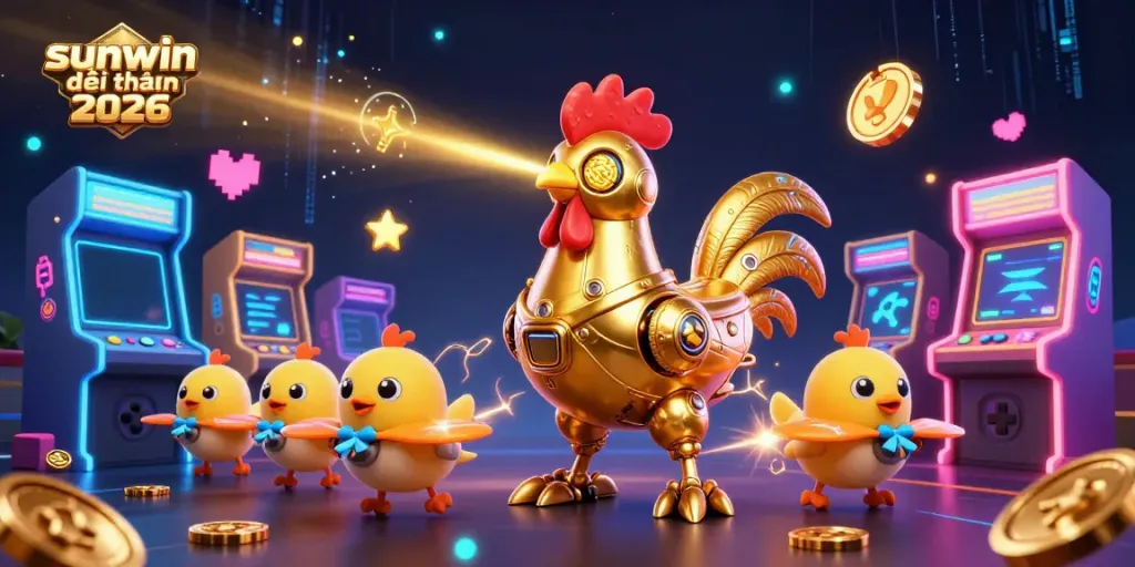 Experience the excitement of sunwin đổi thưởng 2026 with a vibrant 3D casino scene featuring dynamic characters and gaming elements.